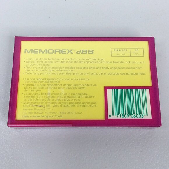 New Sealed Memorex dBS-60 Cassette Tape Vintage Retro 90s - Picture 2 of 3